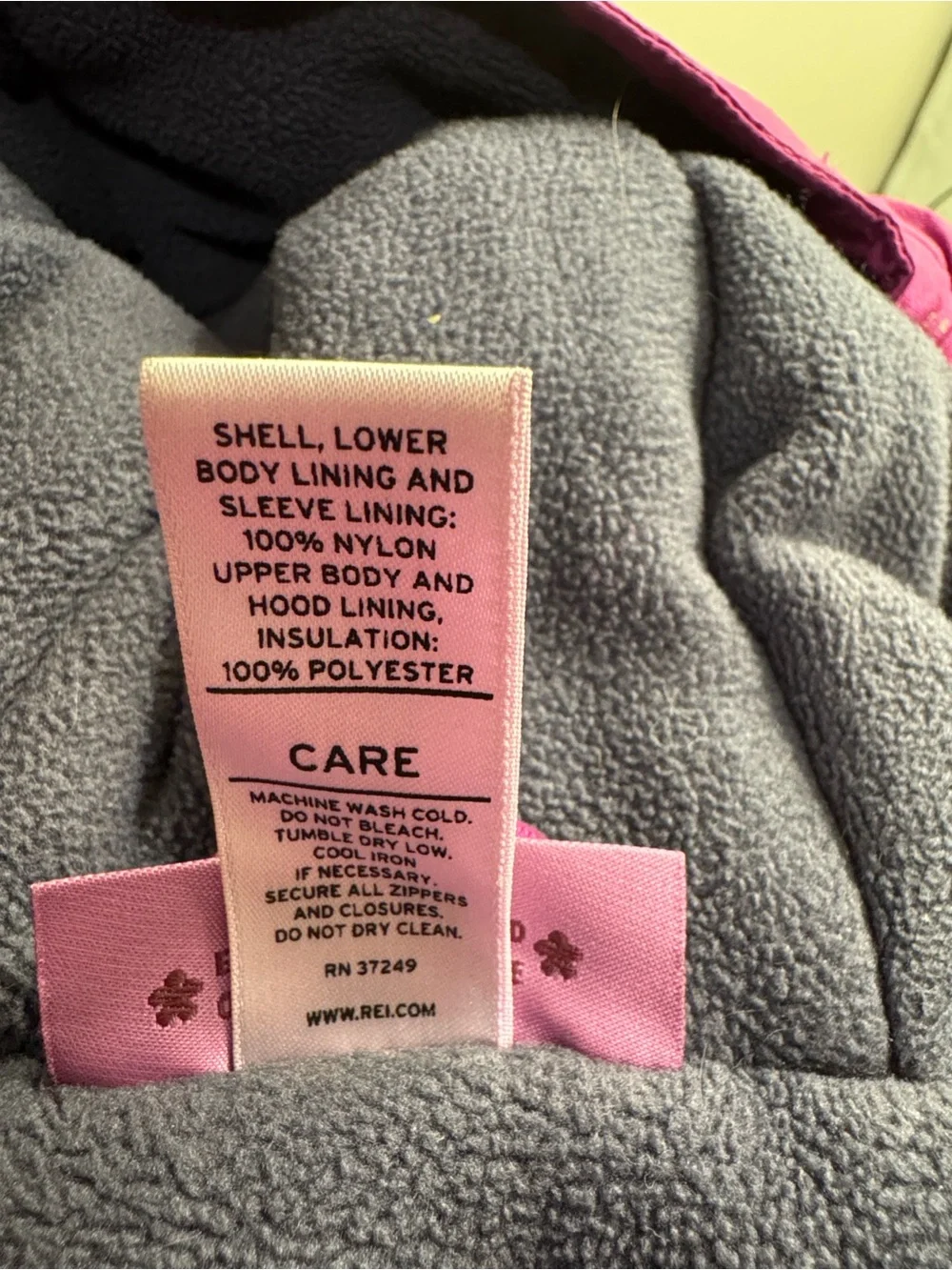 REI Fuchsia Winter Coat with Cozy Fleece Lining